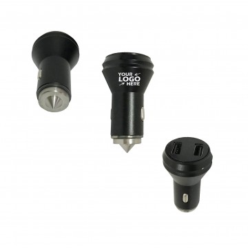 Metal Car Charger Dual Port USB with Window Breaker